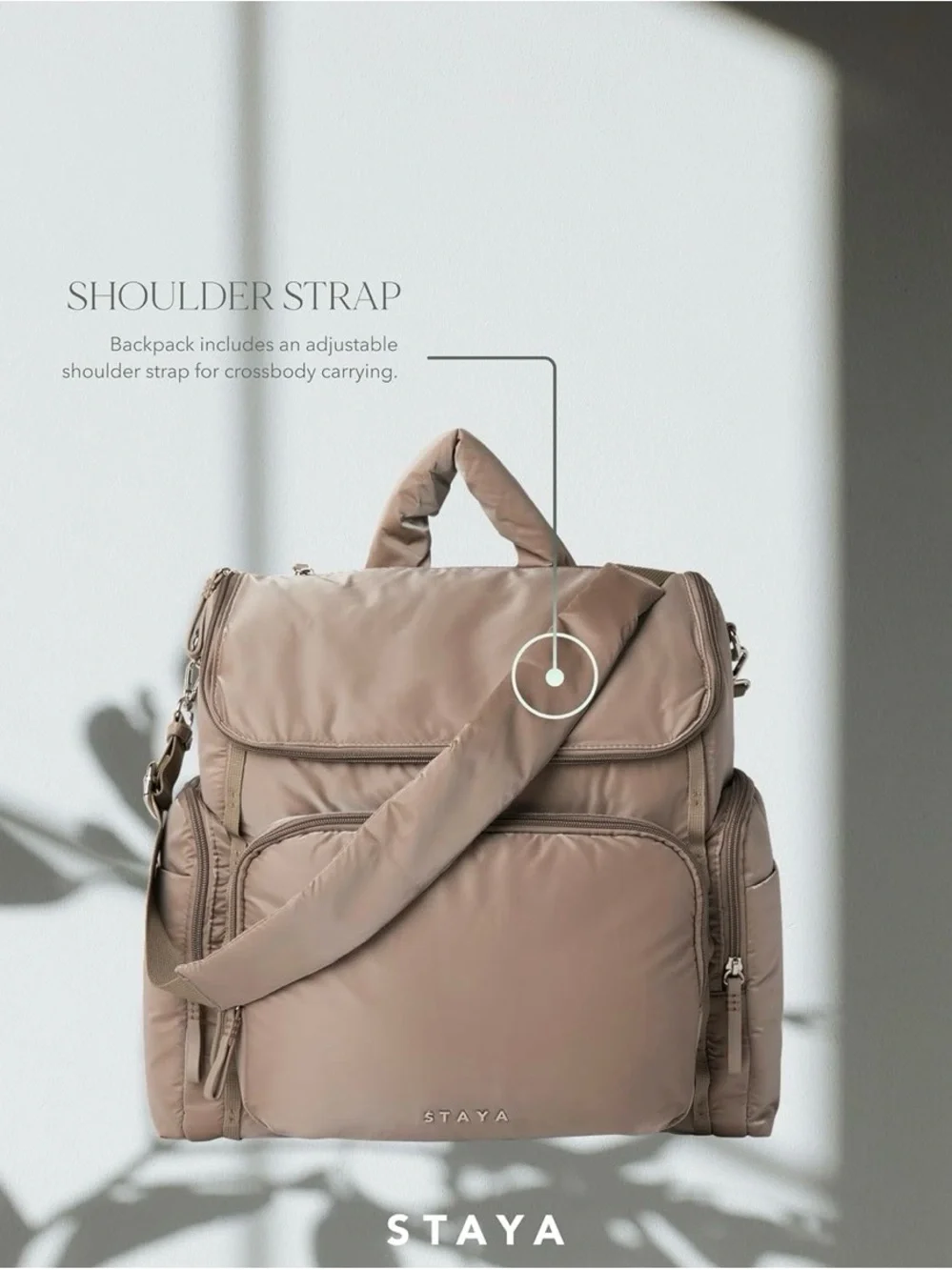 Staya Cloud Diaper Bag Backpack - Taupe